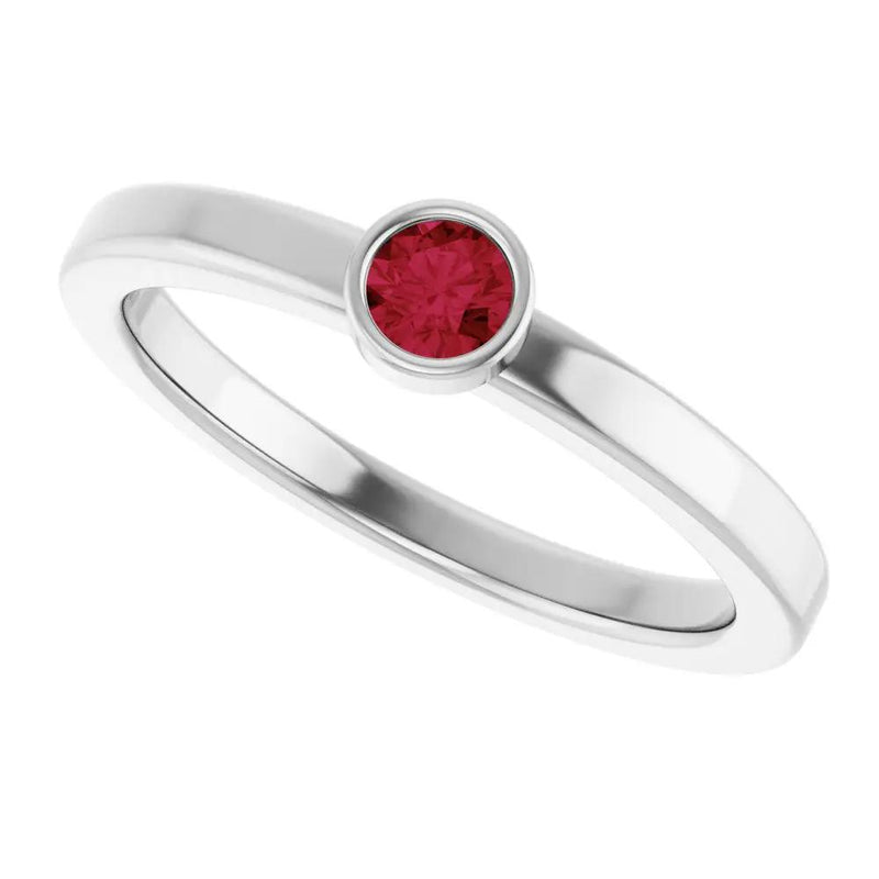 Velours de la Seine, Ruby Bezel Solitaire Kids Ring