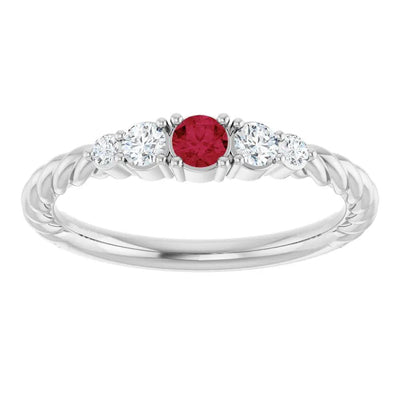 Éclat de Saint-Germain, Ruby and Diamond Rope Stackable Ring