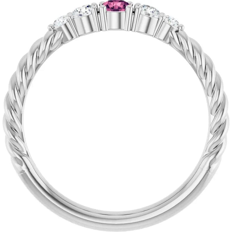 Rêve de Montmartre, Pink Tourmaline Diamond Rope Stackable Ring