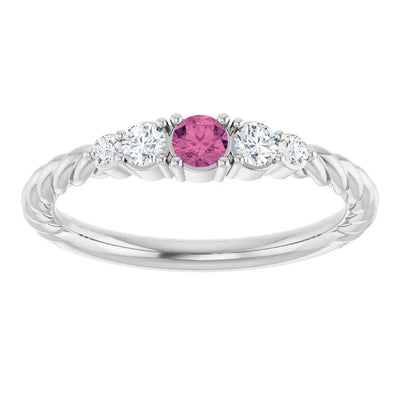 Rêve de Montmartre, Pink Tourmaline Diamond Rope Stackable Ring
