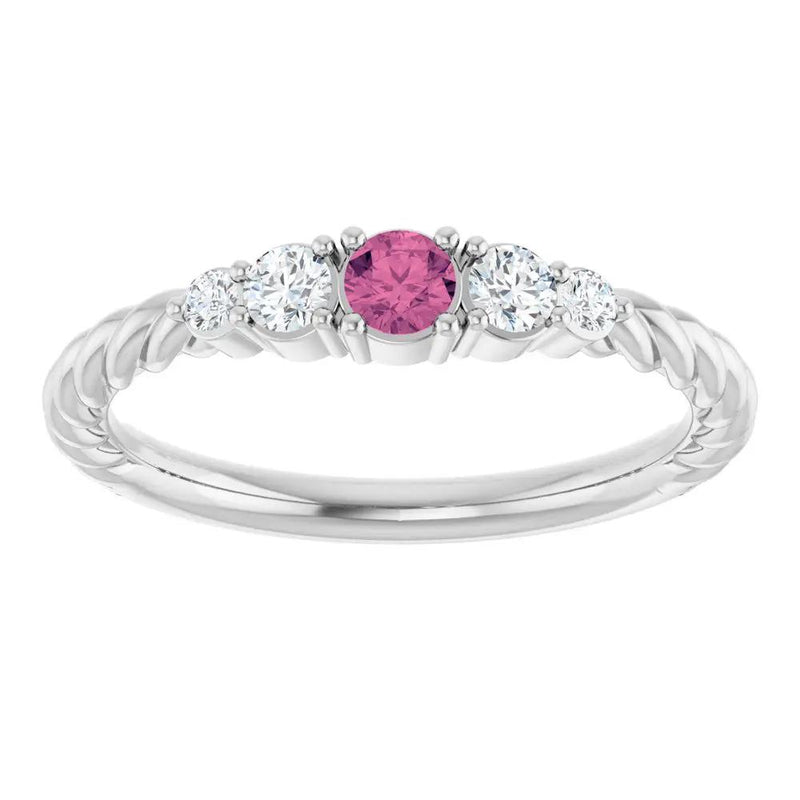 Rêve de Montmartre, Pink Tourmaline Diamond Rope Stackable Ring