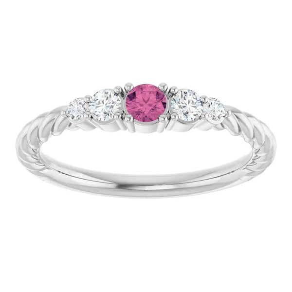 Rêve de Montmartre, Pink Tourmaline Diamond Rope Stackable Ring