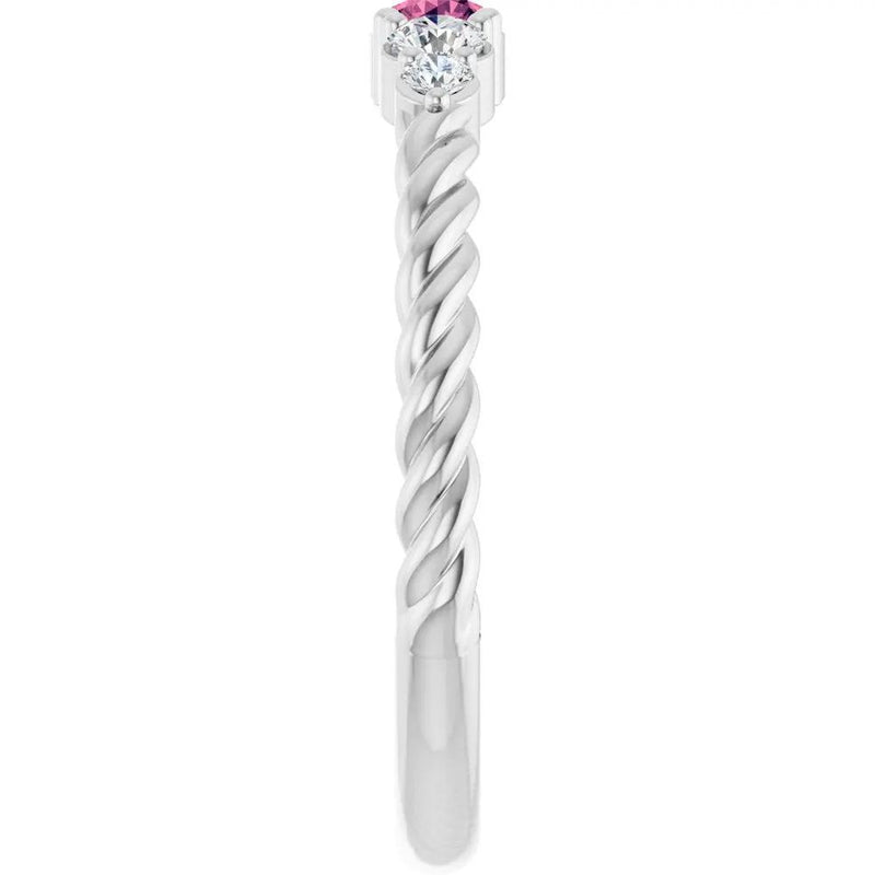 Rêve de Montmartre, Pink Tourmaline Diamond Rope Stackable Ring