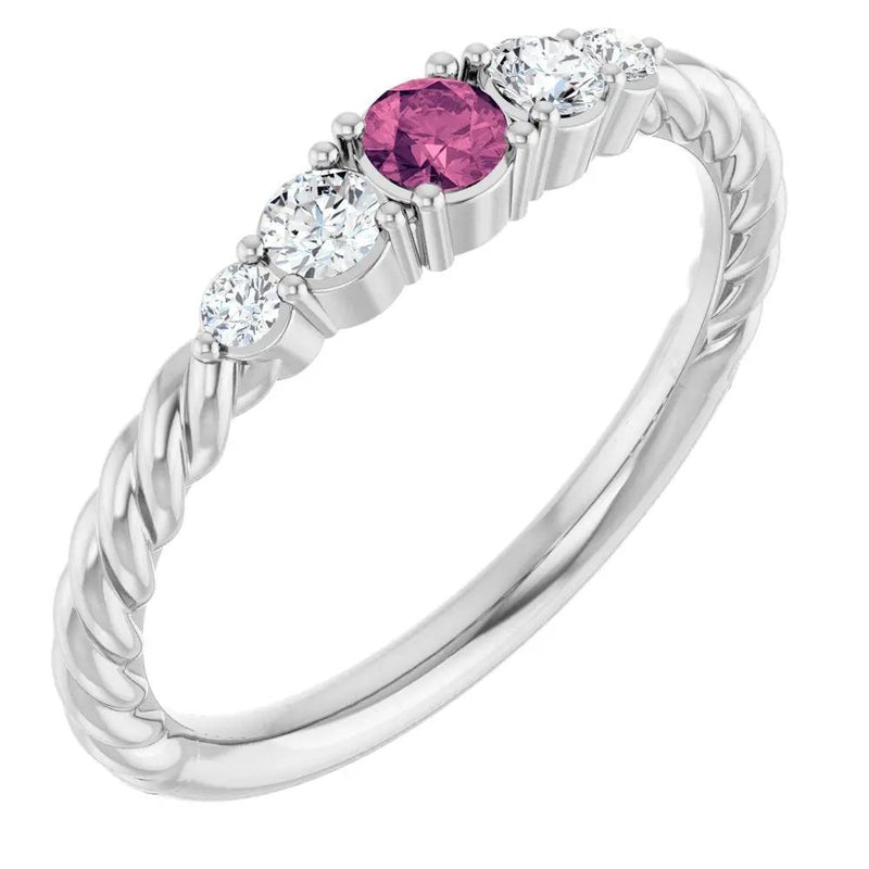 Rêve de Montmartre, Pink Tourmaline Diamond Rope Stackable Ring