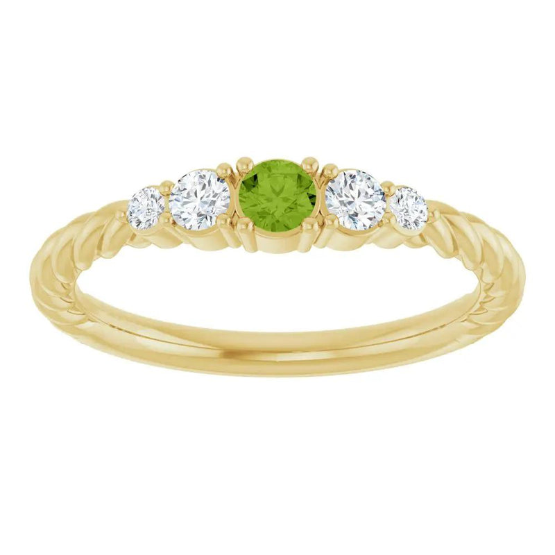 Rosée du Jardin, Peridot and Diamond Stackable Rope Family Ring