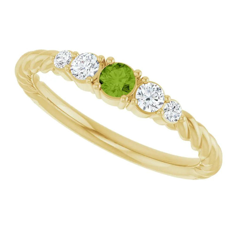 Rosée du Jardin, Peridot and Diamond Stackable Rope Family Ring