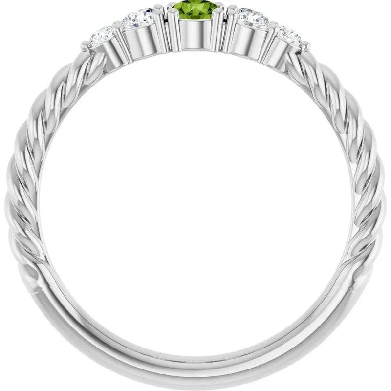 Rosée du Jardin, Peridot and Diamond Stackable Rope Family Ring