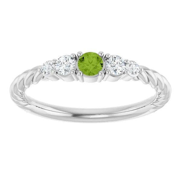 Rosée du Jardin, Peridot and Diamond Stackable Rope Family Ring