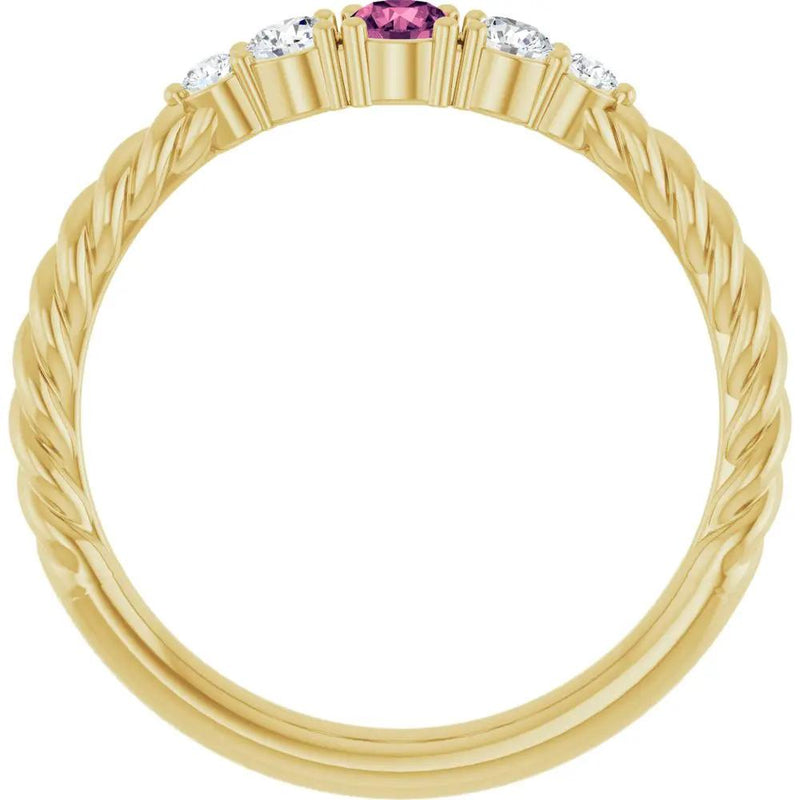 Rêve de Montmartre, Pink Tourmaline Diamond Rope Stackable Ring