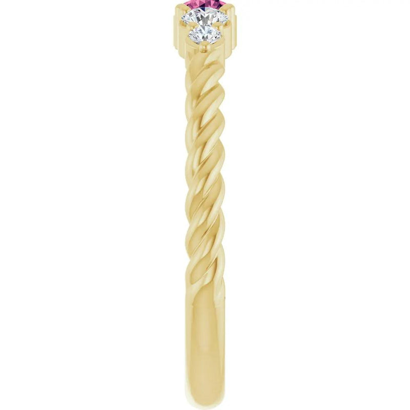 Rêve de Montmartre, Pink Tourmaline Diamond Rope Stackable Ring