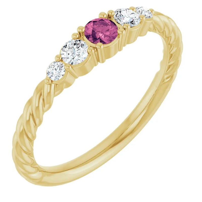 Rêve de Montmartre, Pink Tourmaline Diamond Rope Stackable Ring