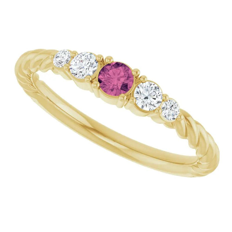 Rêve de Montmartre, Pink Tourmaline Diamond Rope Stackable Ring