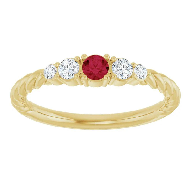 Éclat de Saint-Germain, Ruby and Diamond Rope Stackable Ring