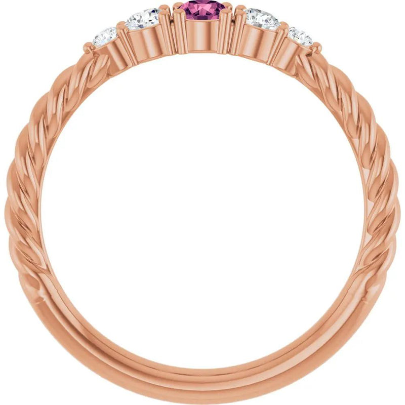 Rêve de Montmartre, Pink Tourmaline Diamond Rope Stackable Ring