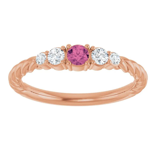 Rêve de Montmartre, Pink Tourmaline Diamond Rope Stackable Ring