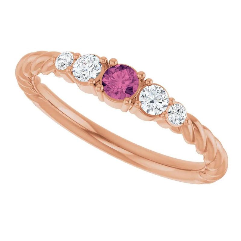 Rêve de Montmartre, Pink Tourmaline Diamond Rope Stackable Ring