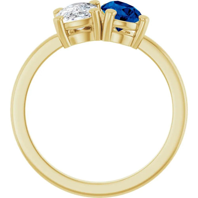 Les Amoureux de Paris, Diamond & Blue Sapphire Two-Stone Ring