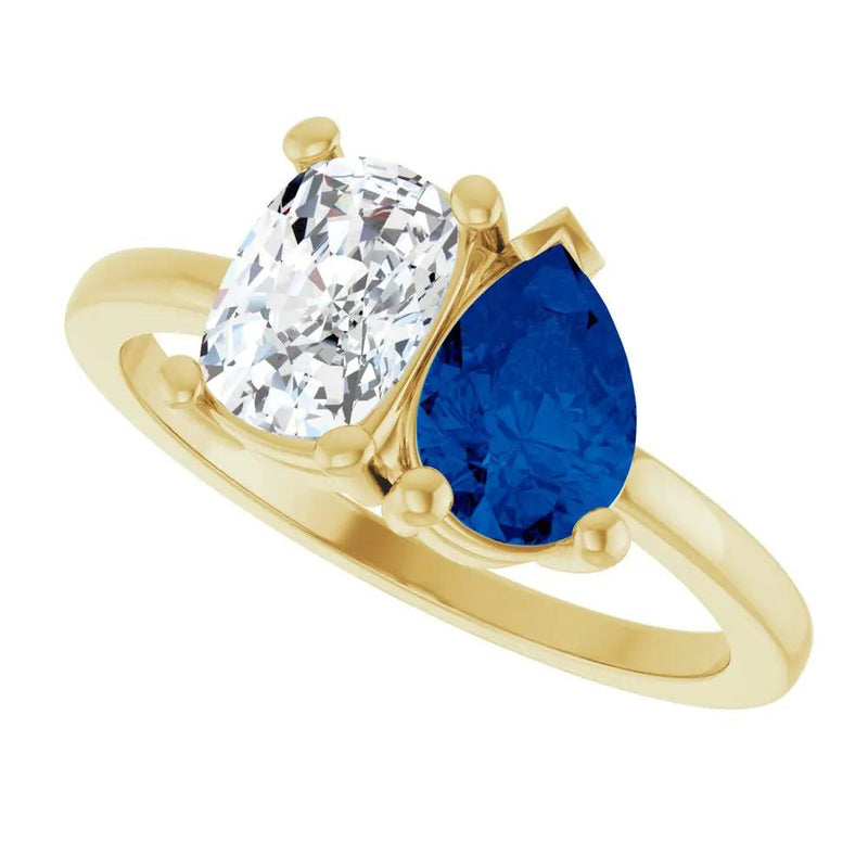 Les Amoureux de Paris, Diamond & Blue Sapphire Two-Stone Ring