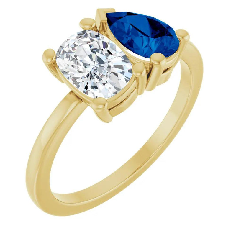 Les Amoureux de Paris, Diamond & Blue Sapphire Two-Stone Ring