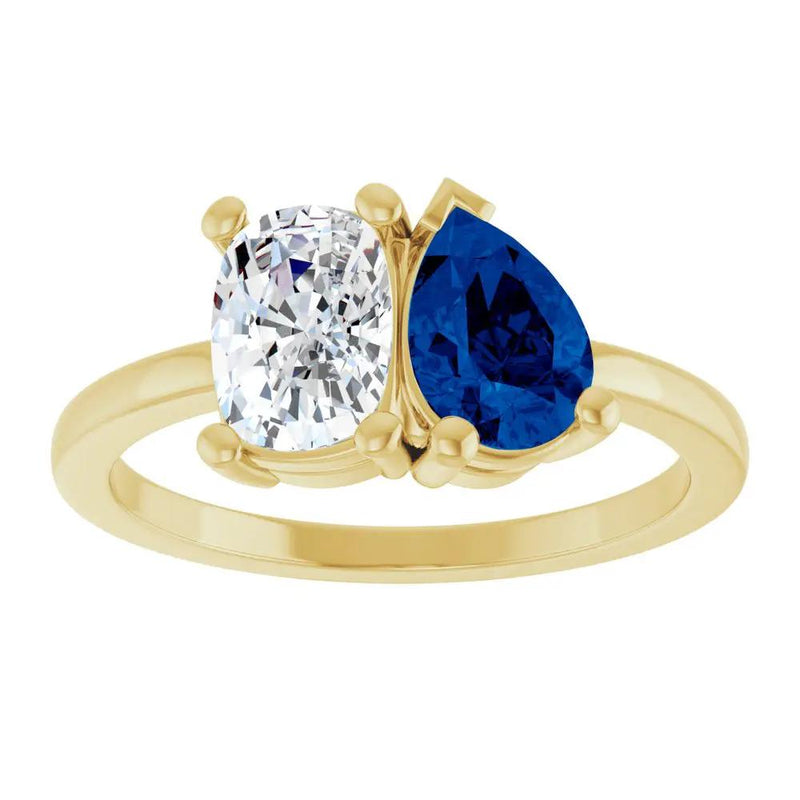 Les Amoureux de Paris, Diamond & Blue Sapphire Two-Stone Ring