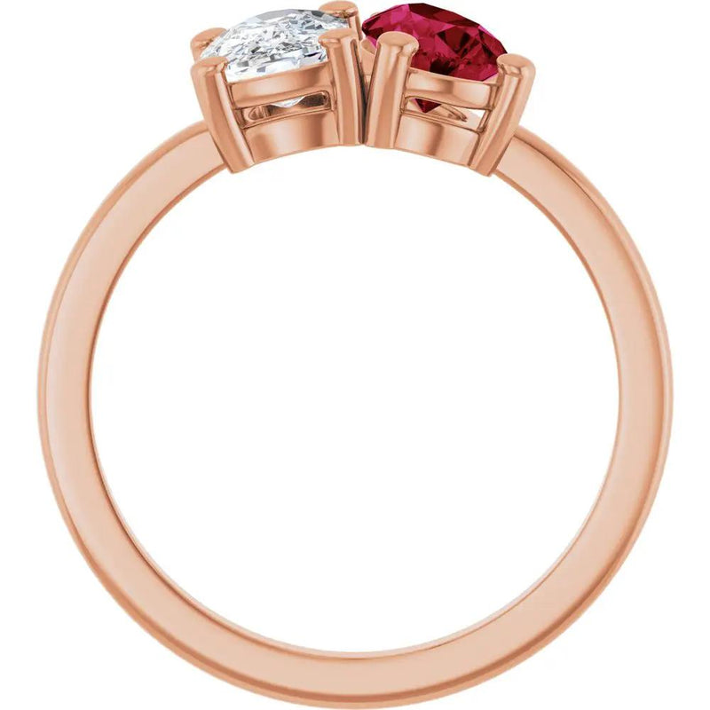 Les Amoureux de Paris, Diamond & Ruby Two-Stone Ring