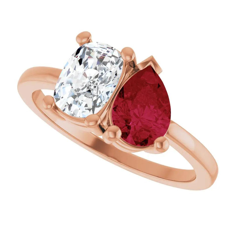 Les Amoureux de Paris, Diamond & Ruby Two-Stone Ring