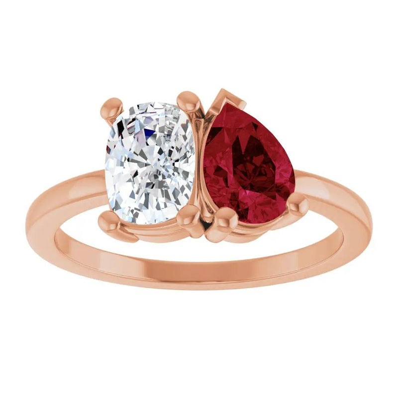 Les Amoureux de Paris, Diamond & Ruby Two-Stone Ring
