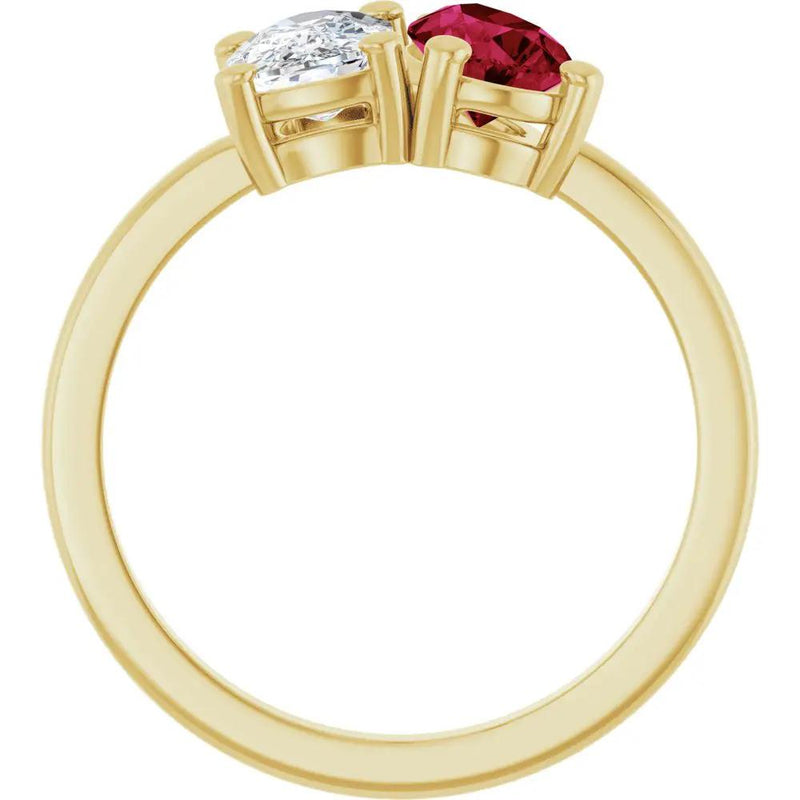 Les Amoureux de Paris, Diamond & Ruby Two-Stone Ring