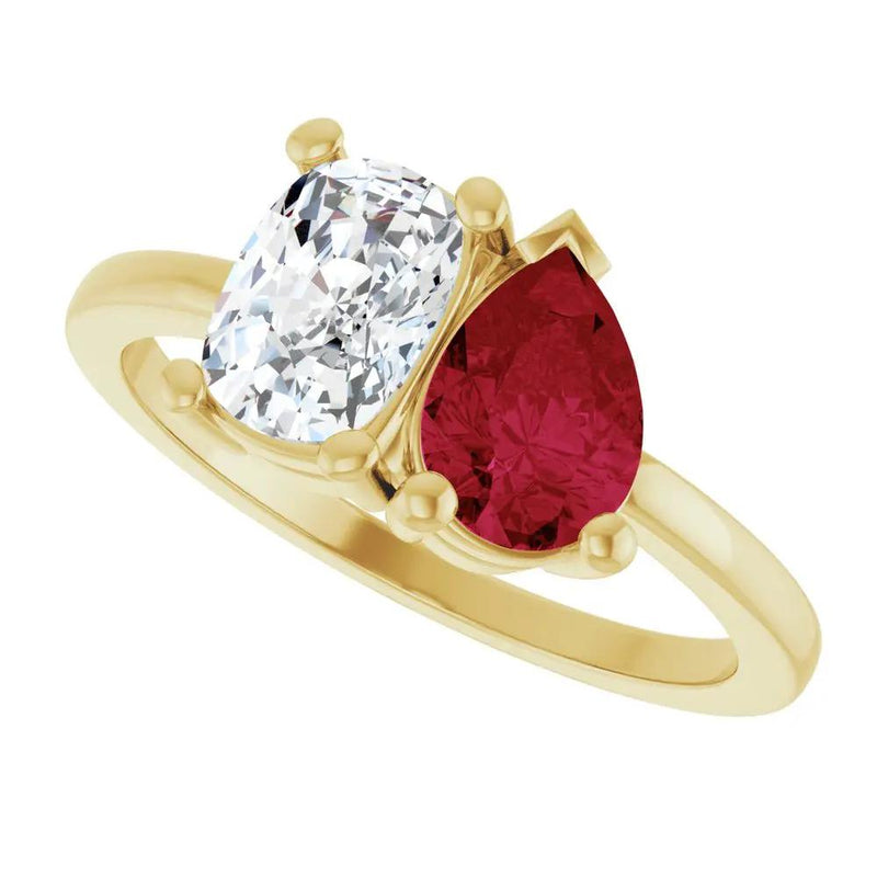 Les Amoureux de Paris, Diamond & Ruby Two-Stone Ring