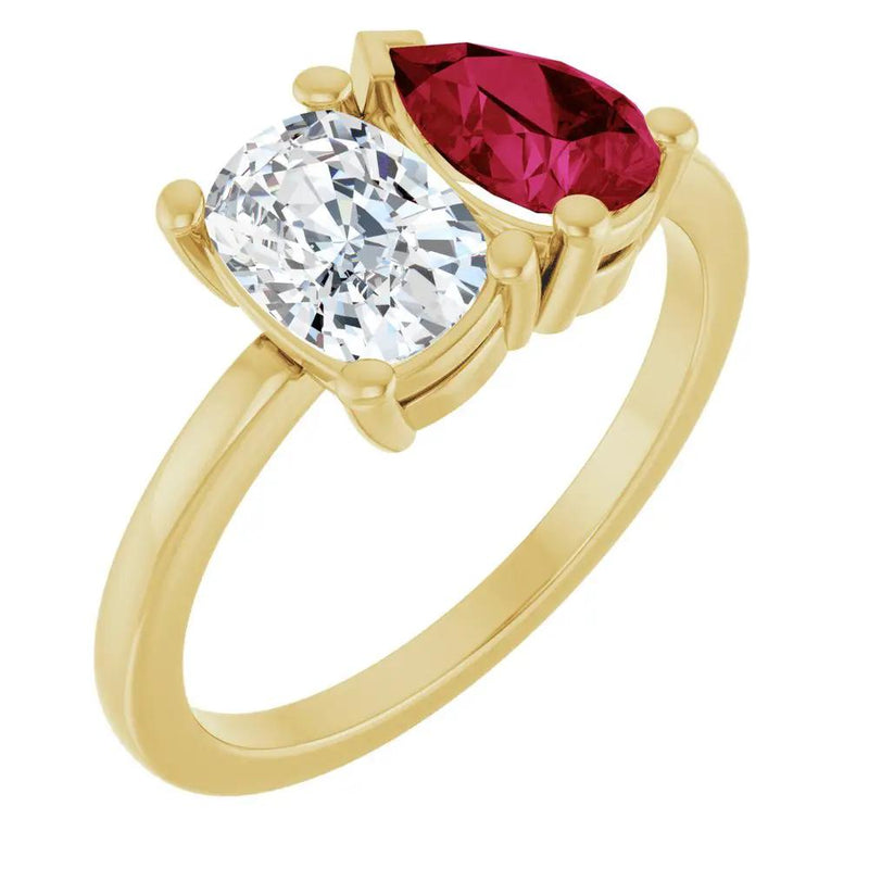 Les Amoureux de Paris, Diamond & Ruby Two-Stone Ring
