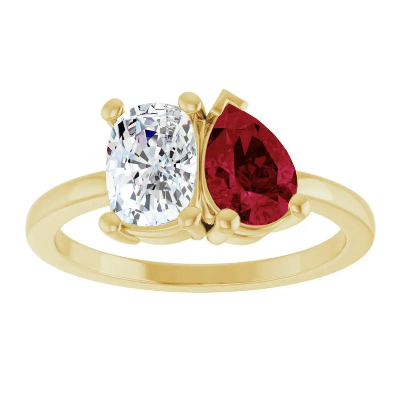 Les Amoureux de Paris, Diamond & Ruby Two-Stone Ring