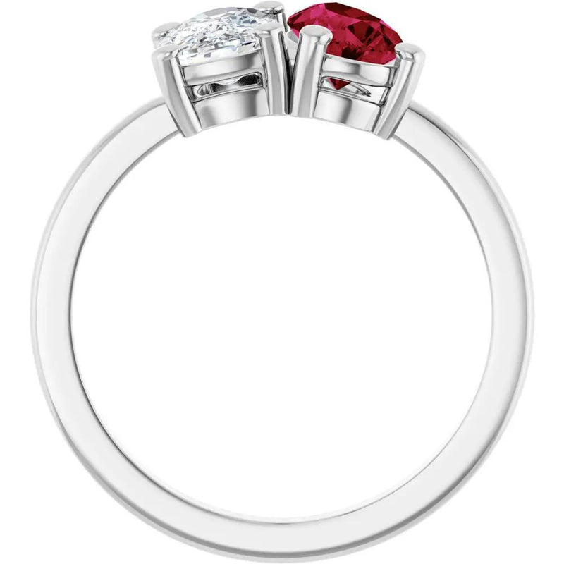 Les Amoureux de Paris, Diamond & Ruby Two-Stone Ring