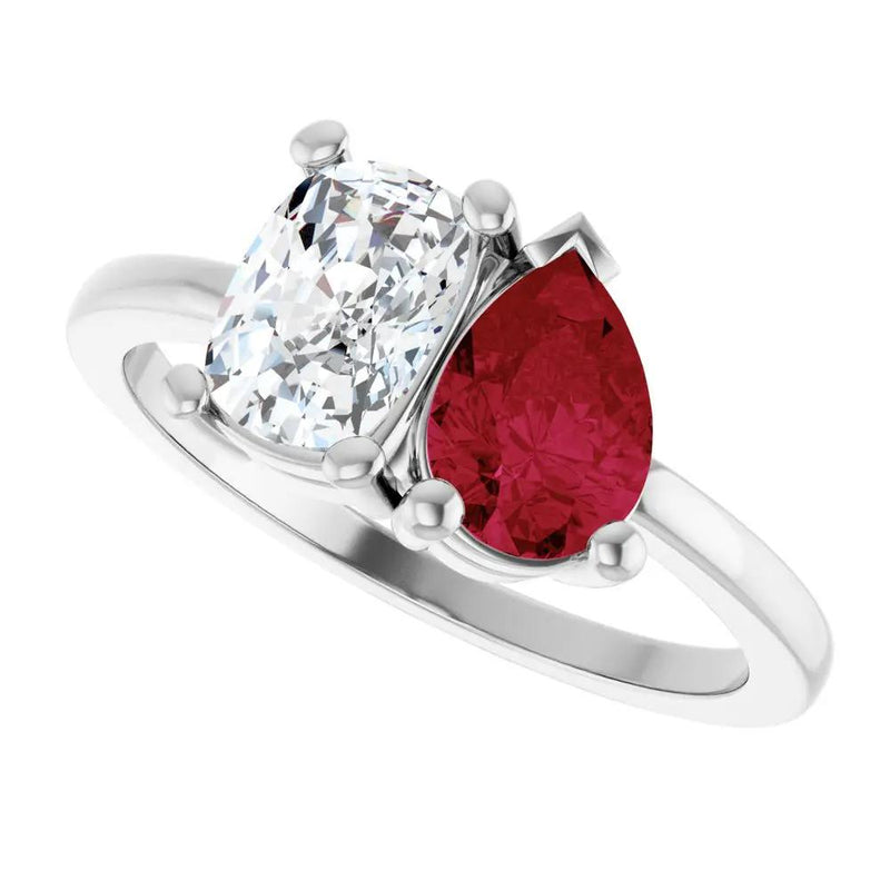 Les Amoureux de Paris, Diamond & Ruby Two-Stone Ring