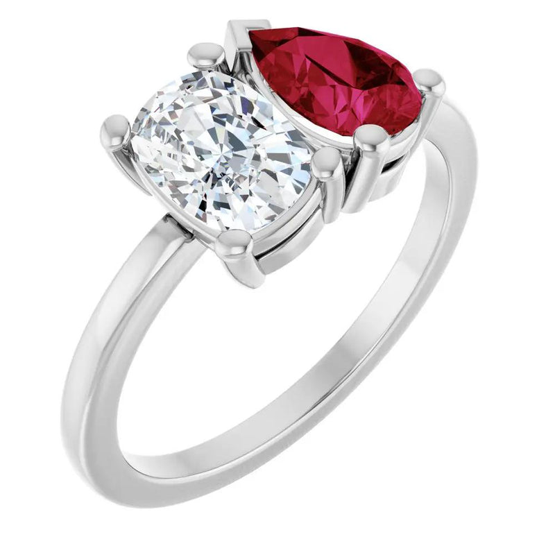 Les Amoureux de Paris, Diamond & Ruby Two-Stone Ring