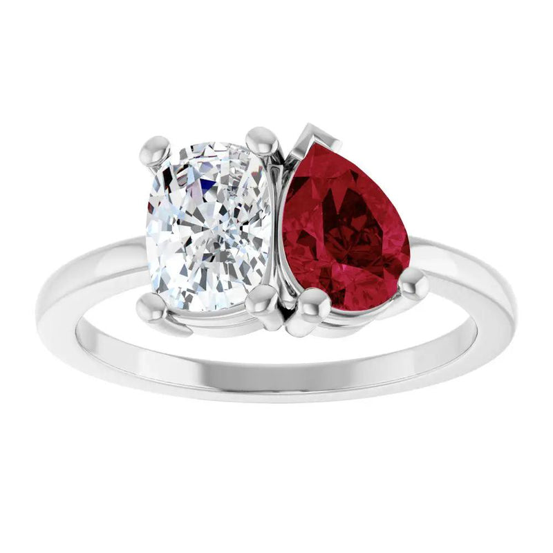 Les Amoureux de Paris, Diamond & Ruby Two-Stone Ring