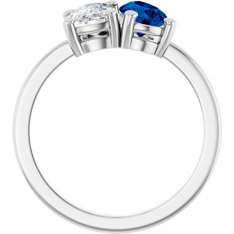 Les Amoureux de Paris, Diamond & Blue Sapphire Two-Stone Ring