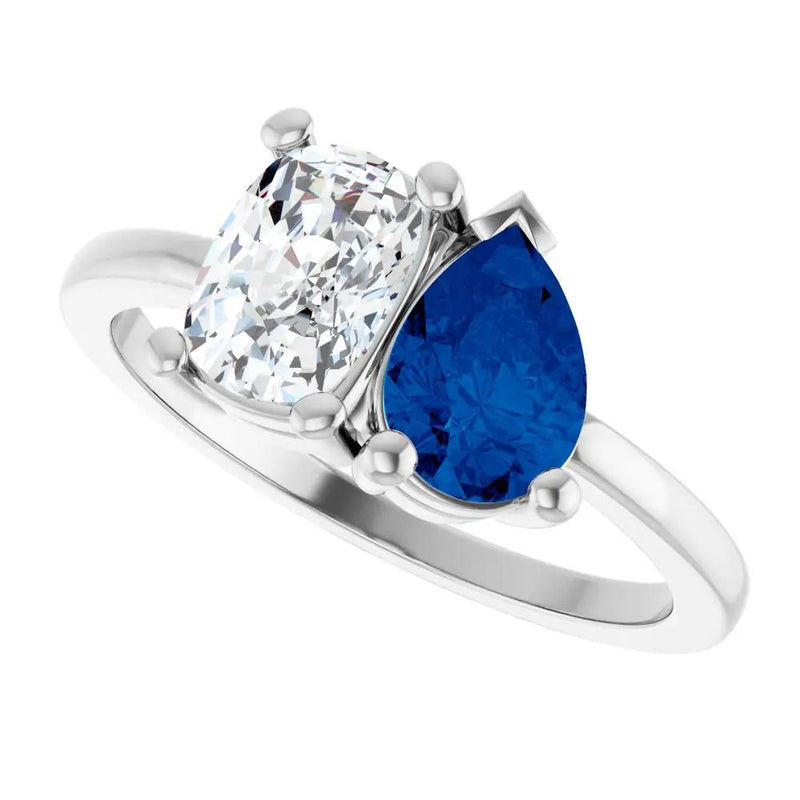 Les Amoureux de Paris, Diamond & Blue Sapphire Two-Stone Ring