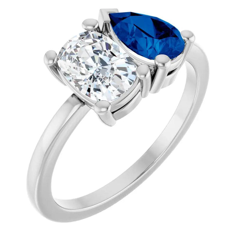 Les Amoureux de Paris, Diamond & Blue Sapphire Two-Stone Ring