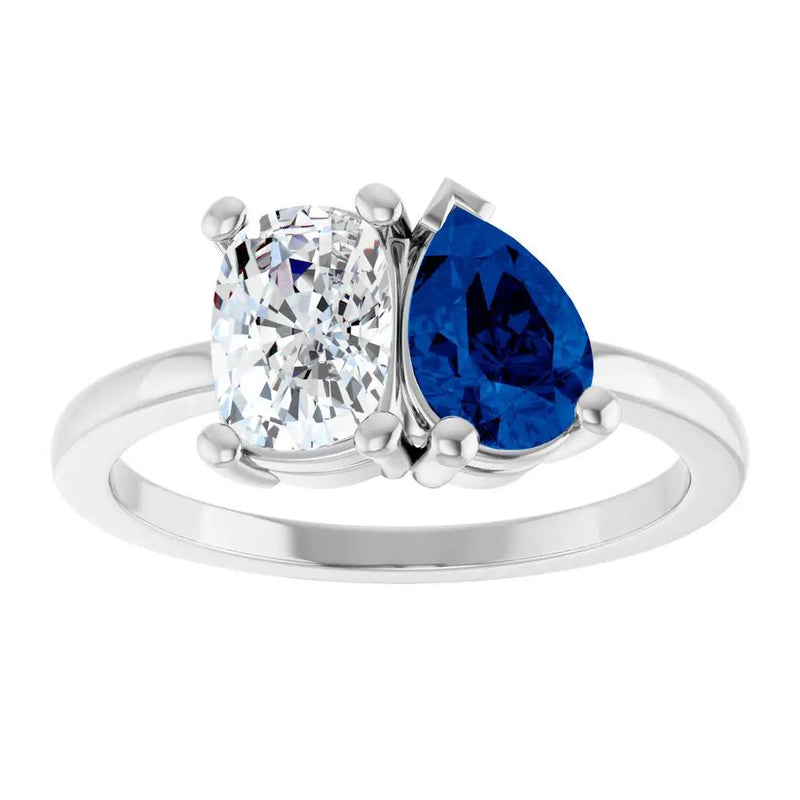 Les Amoureux de Paris, Diamond & Blue Sapphire Two-Stone Ring
