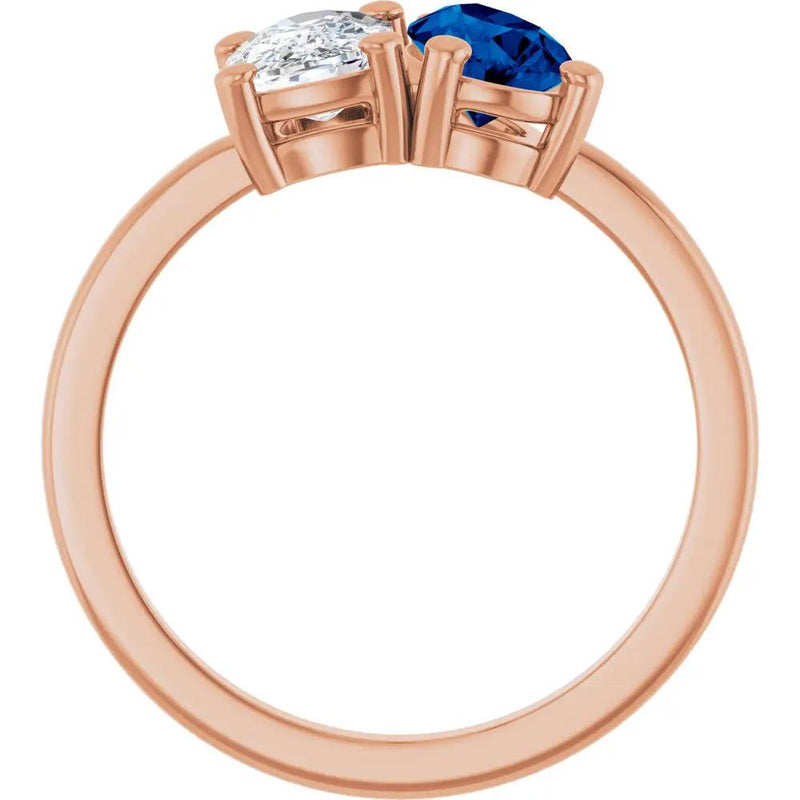 Les Amoureux de Paris, Diamond & Blue Sapphire Two-Stone Ring