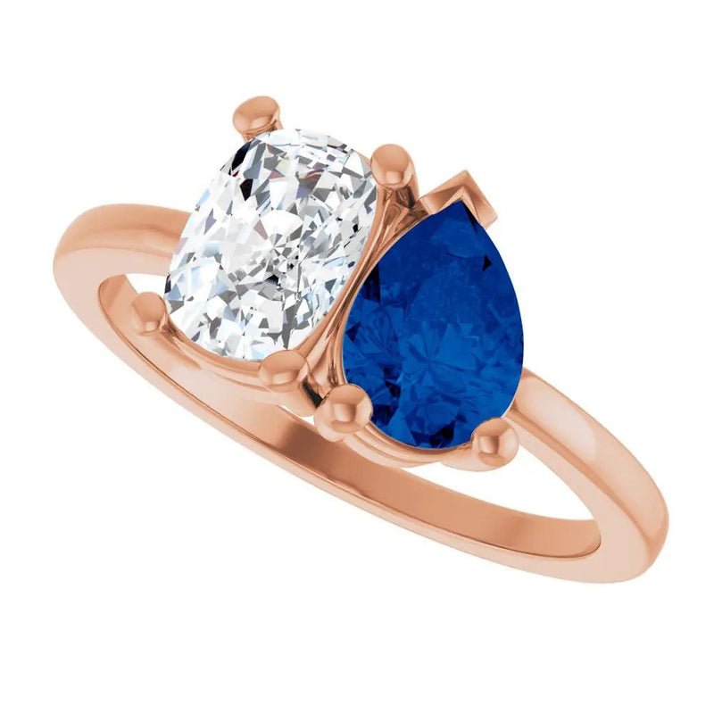 Les Amoureux de Paris, Diamond & Blue Sapphire Two-Stone Ring