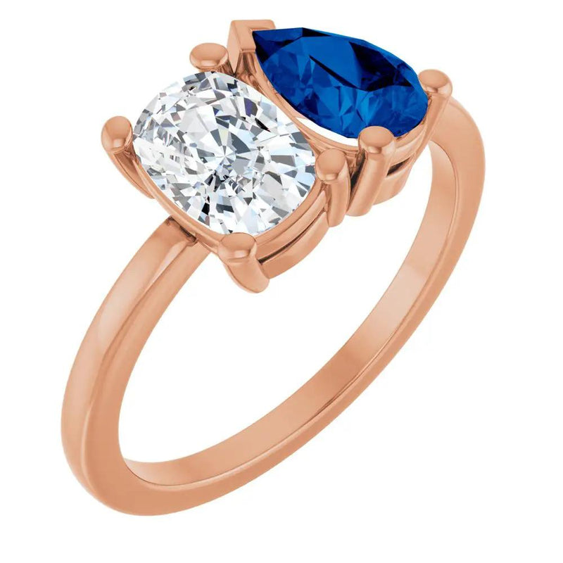Les Amoureux de Paris, Diamond & Blue Sapphire Two-Stone Ring
