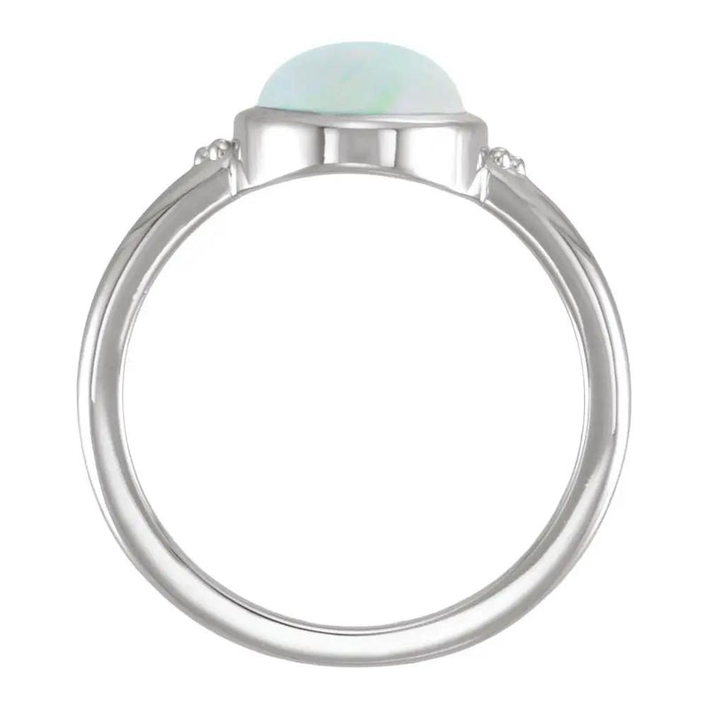 Lab-Grown White Opal Ring