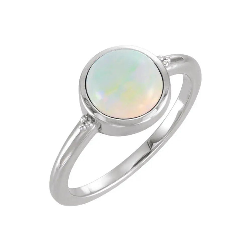 Lab-Grown White Opal Ring