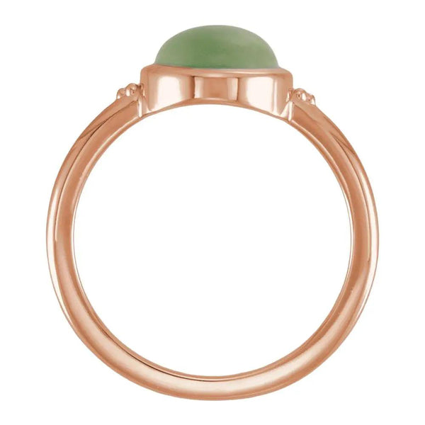 Les Ombrages, 14K Gold Nephrite Jade Cabochon Ring