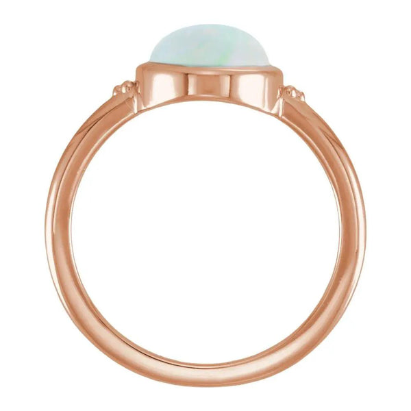 Lueur de Montmartre, Lab-Grown White Opal Cabochon Ring