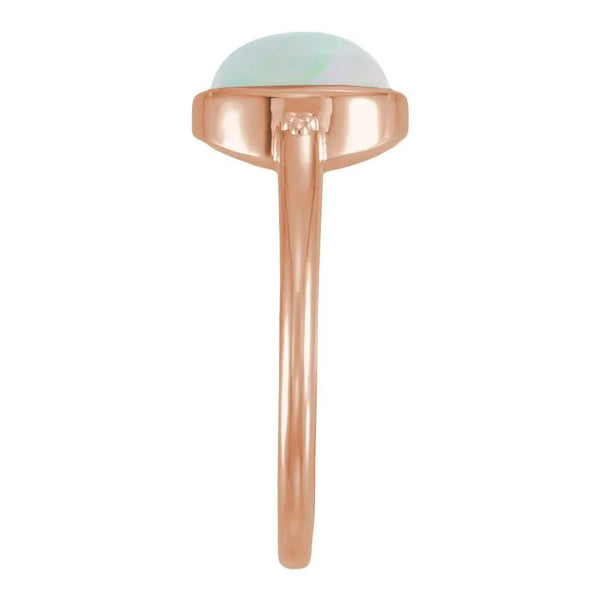 Lueur de Montmartre, Lab-Grown White Opal Cabochon Ring