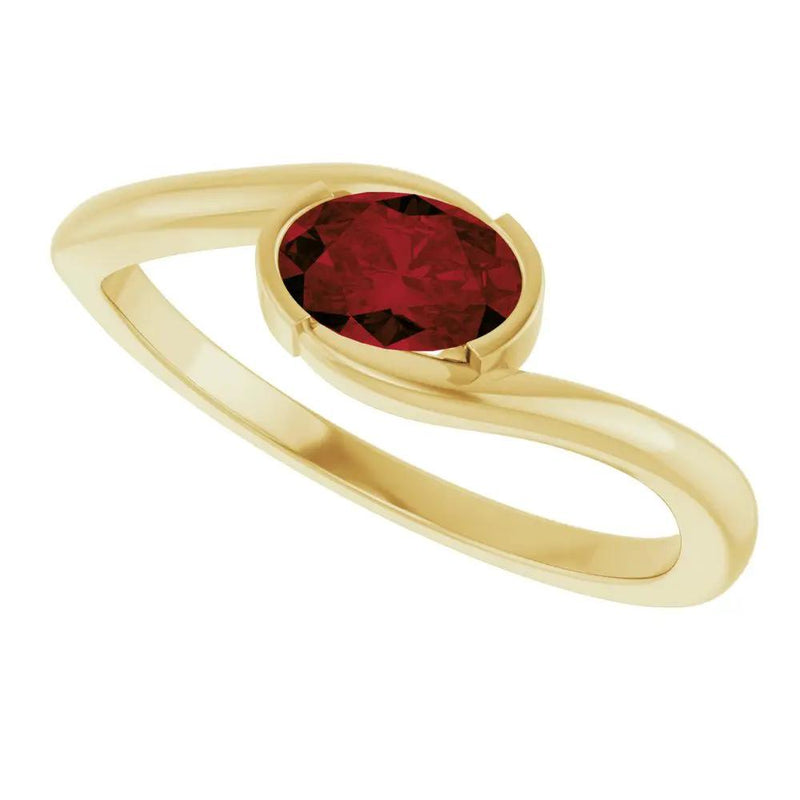 14K Gold Natural Mozambique Garnet Solitaire Ring