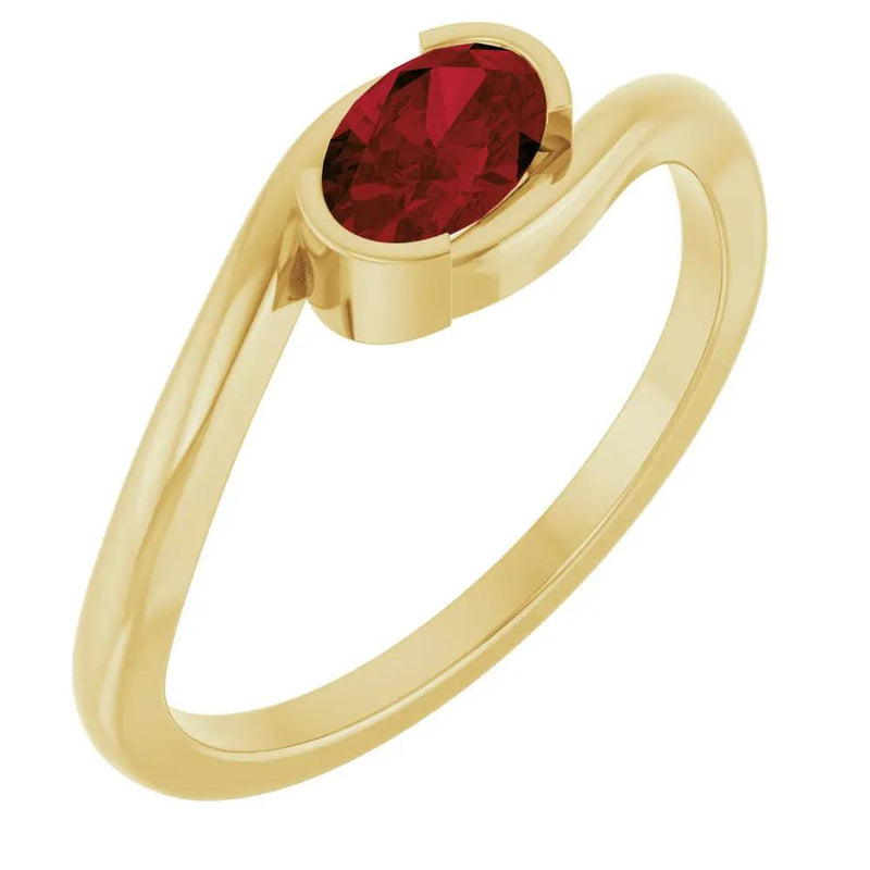 14K Gold Natural Mozambique Garnet Solitaire Ring