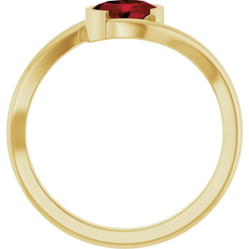 14K Gold Natural Mozambique Garnet Solitaire Ring